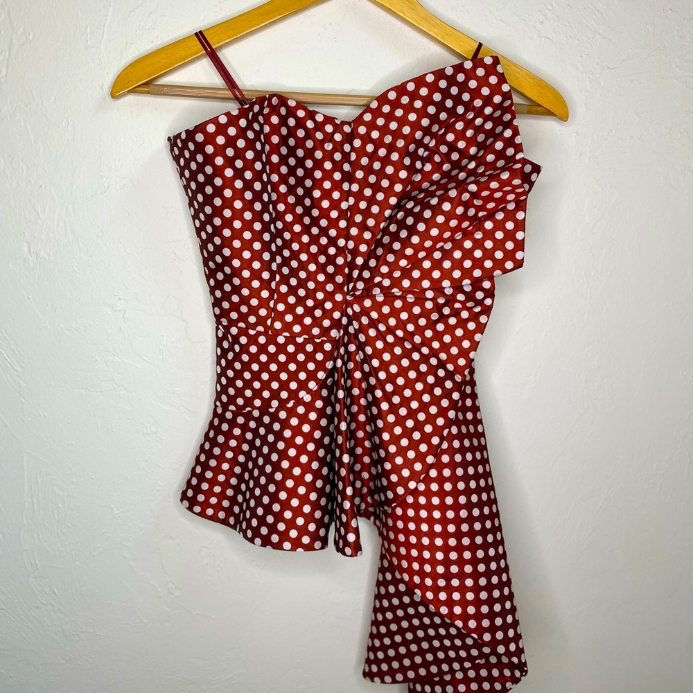Red and white elegant strapless top